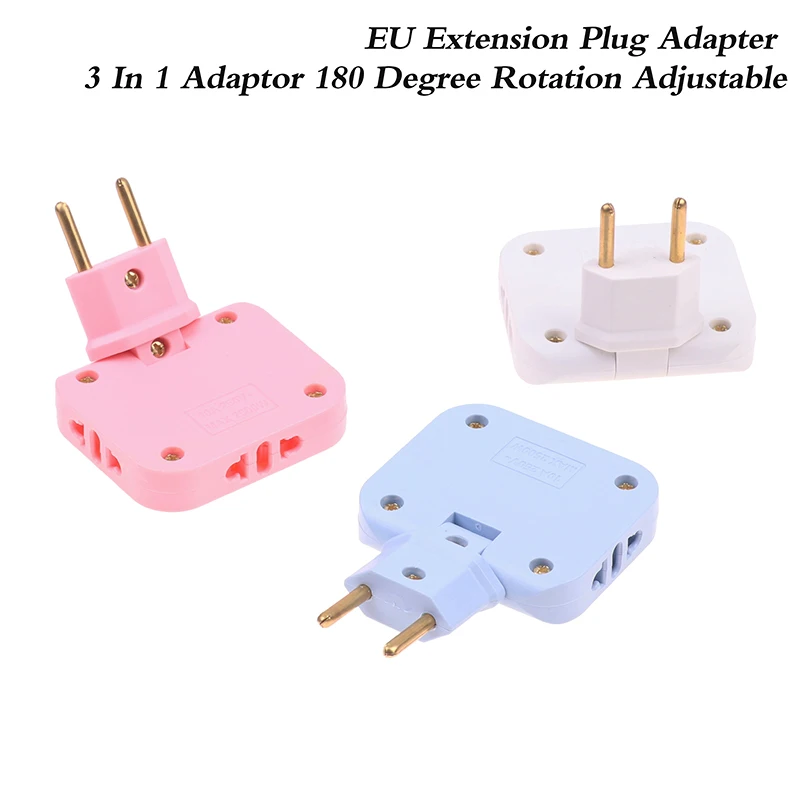 Adjustable EU Extension Plug Electrical Adapter 3 In 1 Adaptor 180 Degree Rotation For Mobile Phone Charging Converter Socket