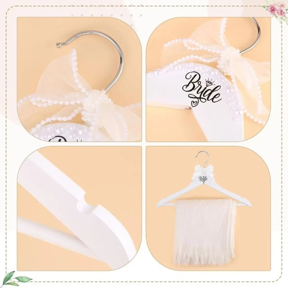 Perchero de Madera Antideslizante, Ahorra Espacio, Adornado con Perlas, Perchero Decorativo con Lazo de Cinta para Colgar Ropa