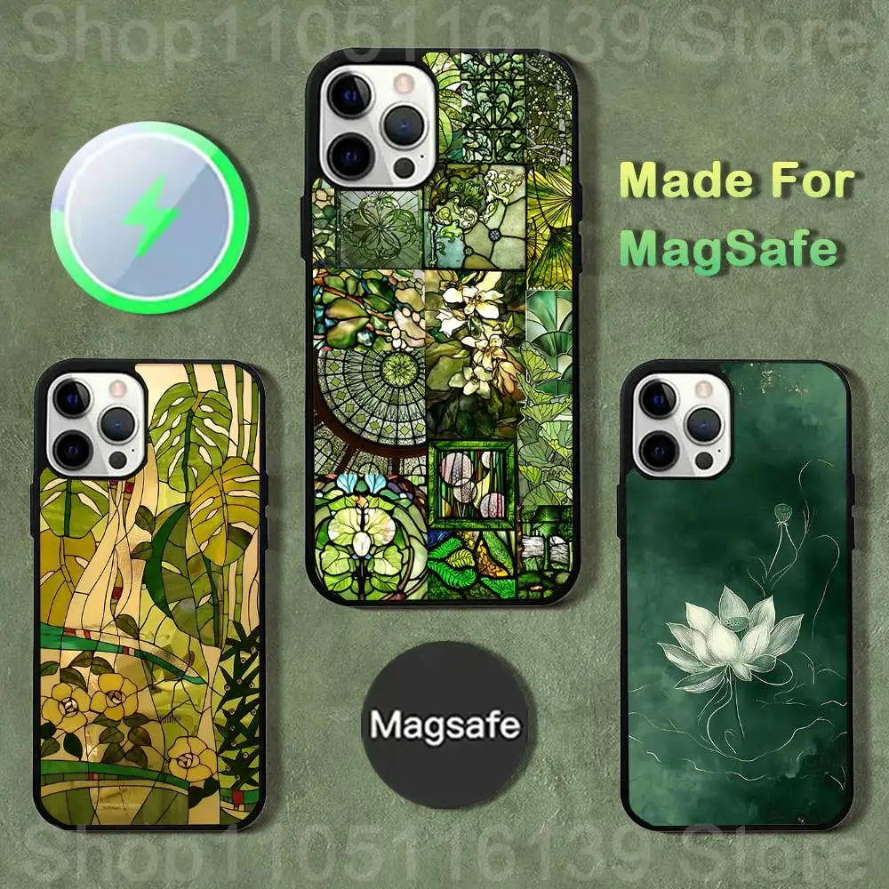 

Chic Mosaic Graffiti Green Rattan Phone Case For iPhone 17,16,15,14,13,12,11,Pro,Max,Plus,Mini,SE4,E Magnetic Wireless Charging