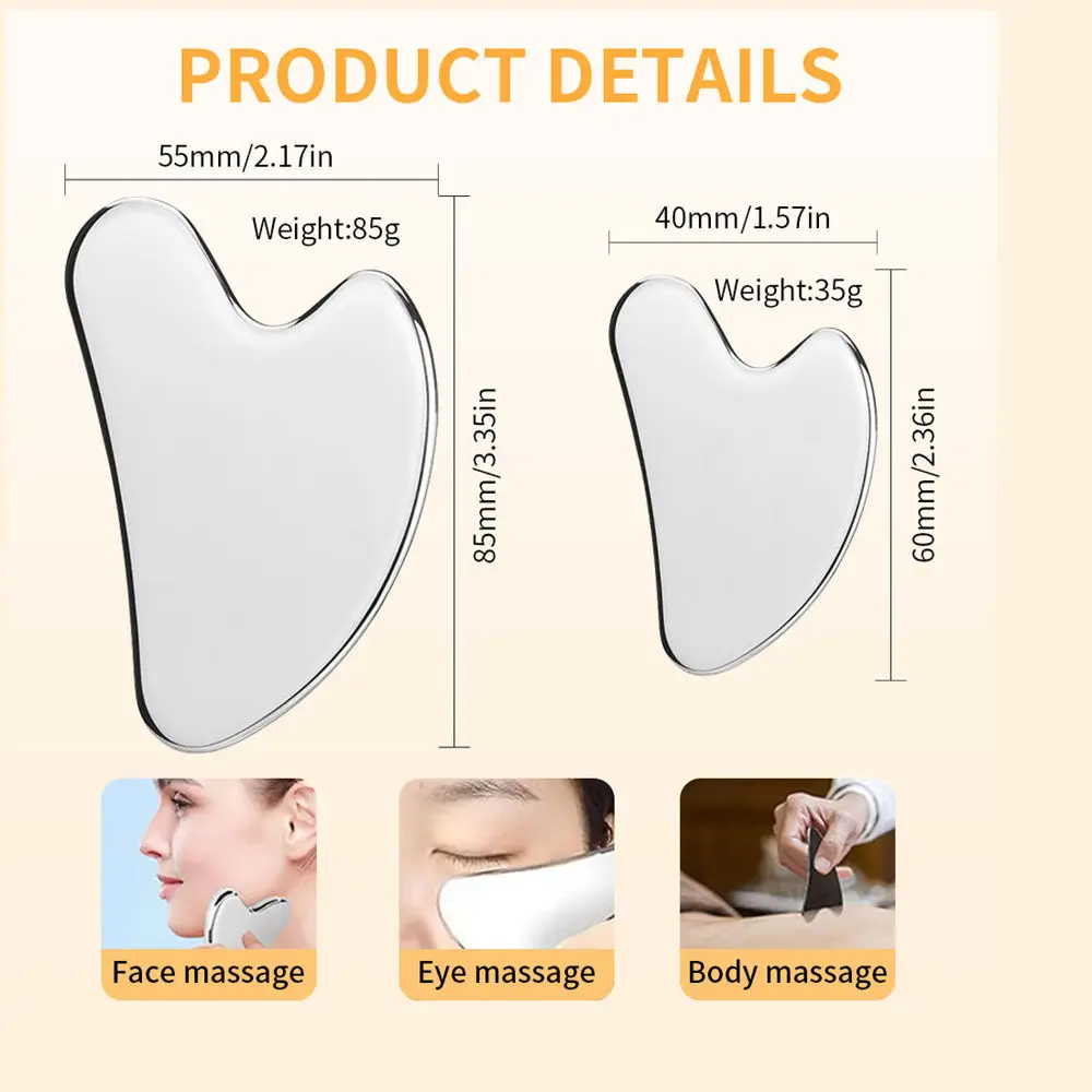 1pc Gua Sha Facial Tool Roestvrij staal GuaSha Massage Tool Natuurlijke universele gezichtsbehandeling Zilver Metaal Gua Sha Board Schoonheid Huidverzorging