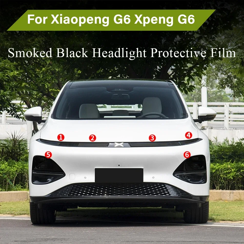 For Xiaopeng G6 car Smoked Black Headlight Film Special Tpu Taillight Film Anti Scratch Daytime Running Light Protection Film