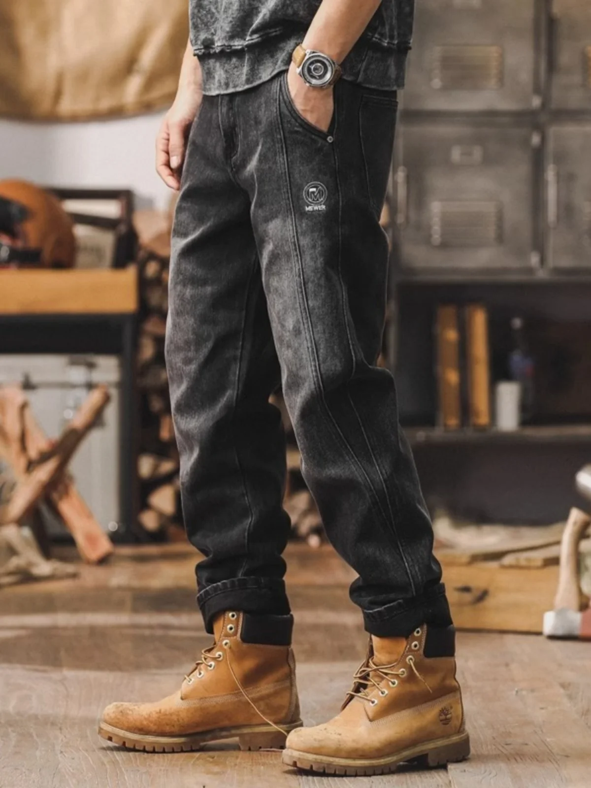 

Свободные прямые джинсы в американском ретро-стиле для мужчин, повседневные длинные брюки, осенние модные брендовые джинсы, мужские джинсы больших размеров, удобная посадка