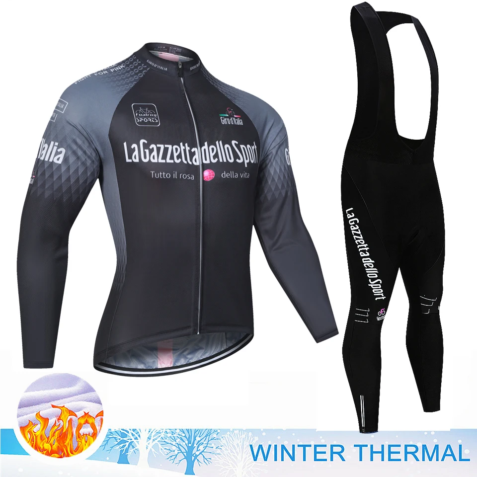 

Winter Fleece Men's Cycling Jersey Sets Tour De Italy D'ITALIA Mountian Bicycle Clothes Wear Bike Clothing New Team Cycling Suit