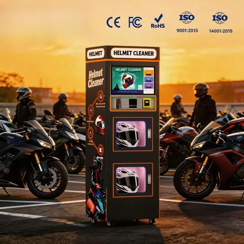 Custom Self Service Helmet Cleaning Machine Touch Screen Coin QR Code Token Payment SDK Function Latest Model