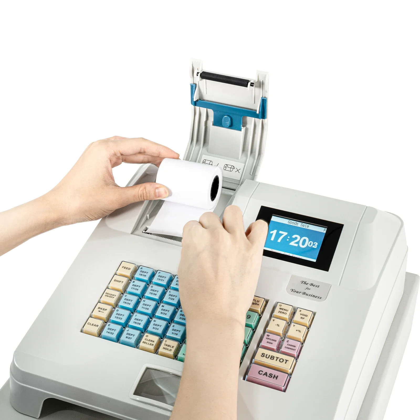 

48 keys Electronic Cash Register, LCD Operator Display and Multiple Interfaces with Pos System and Removable Cash Tray