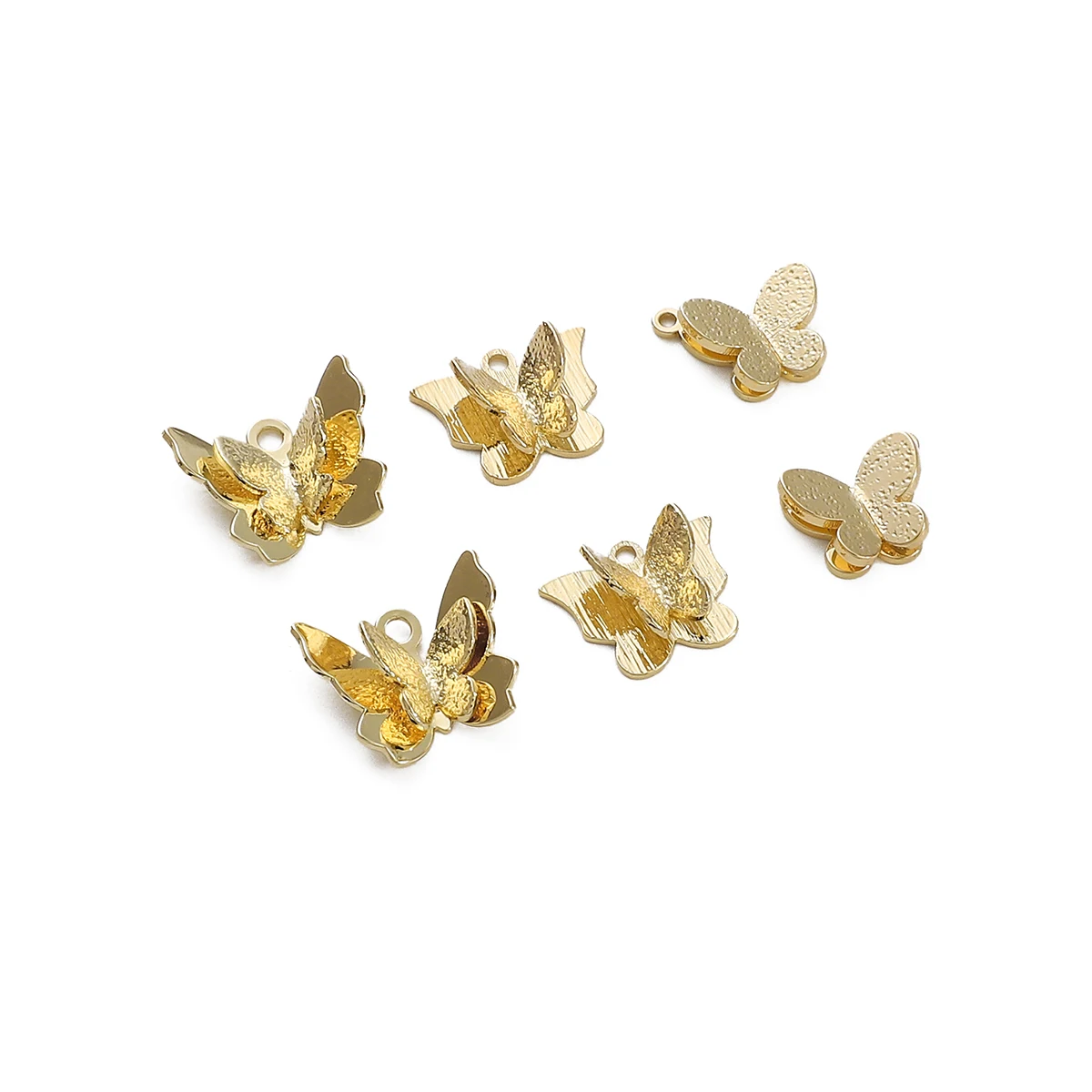 1Pc 14K Gold Fashion Double Layer Butterfly Pendant Retro Jewelry Parts for Making Necklace Bracelet Earring DIY Accessories