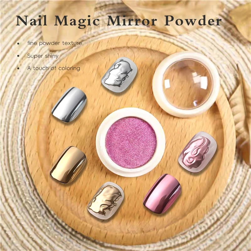 Gold and Silver Powder Nail Art Hook Edge Mirror Aurora Super Flash Nail Jewelry, Metal Effect, Mirror Powder Set