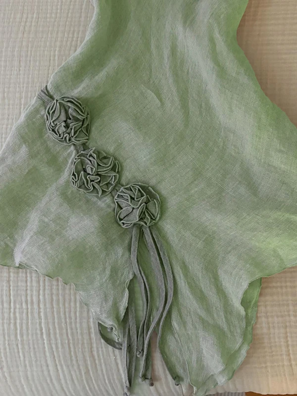 Vintage ein asymmetrischer Taillen-Cinching Dr mit 3D-Blumenmuster und S Sve A-Linien-Rock für Damen im Frühling und Sommer