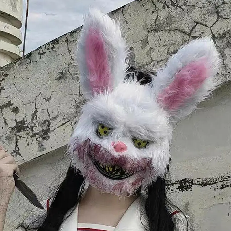 LED Mad Rabbit Scary Light up Mask Bunny Halloween Costume Cosplay Fancy Dress Women Men Fun Mask Dancing Eye Mask