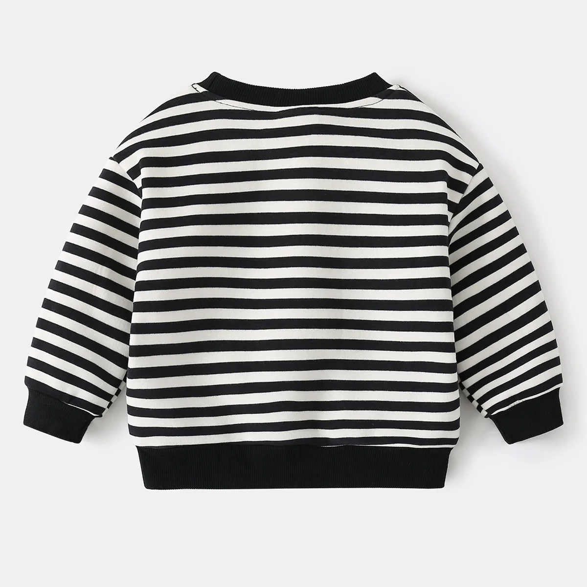 Boys Striped Fleece Sweatshirt Handsome Little Boy Integrated Fleece Soft Pullover Kids Korean Fall Winter Top Trendy