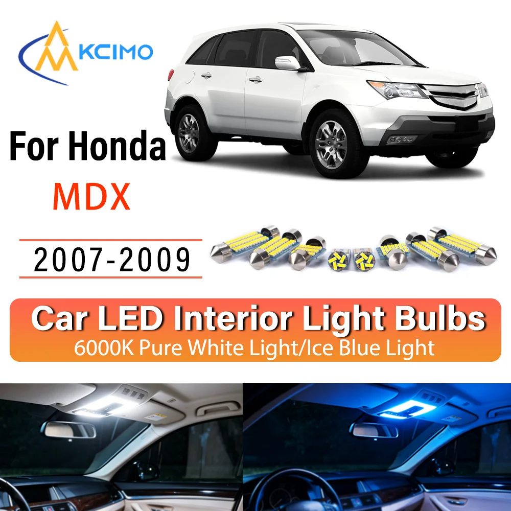 Kit d'éclairage intérieur LED à lueur persistante Plug & Play pour MDX 2007-2009 2008 – Remplacement et amélioration des lampes de dôme, de lecture, de coffre et de habitacle