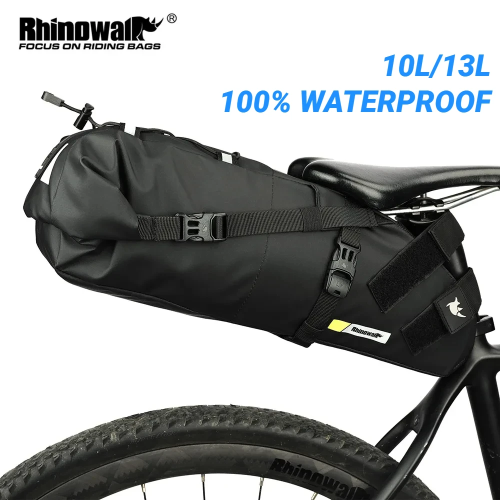 Rhinowalk Bike Saddle Bag 100% Waterproof Bike Seat Bag 10-13L Bike Bag Long-Travelling Bicycle Accessories