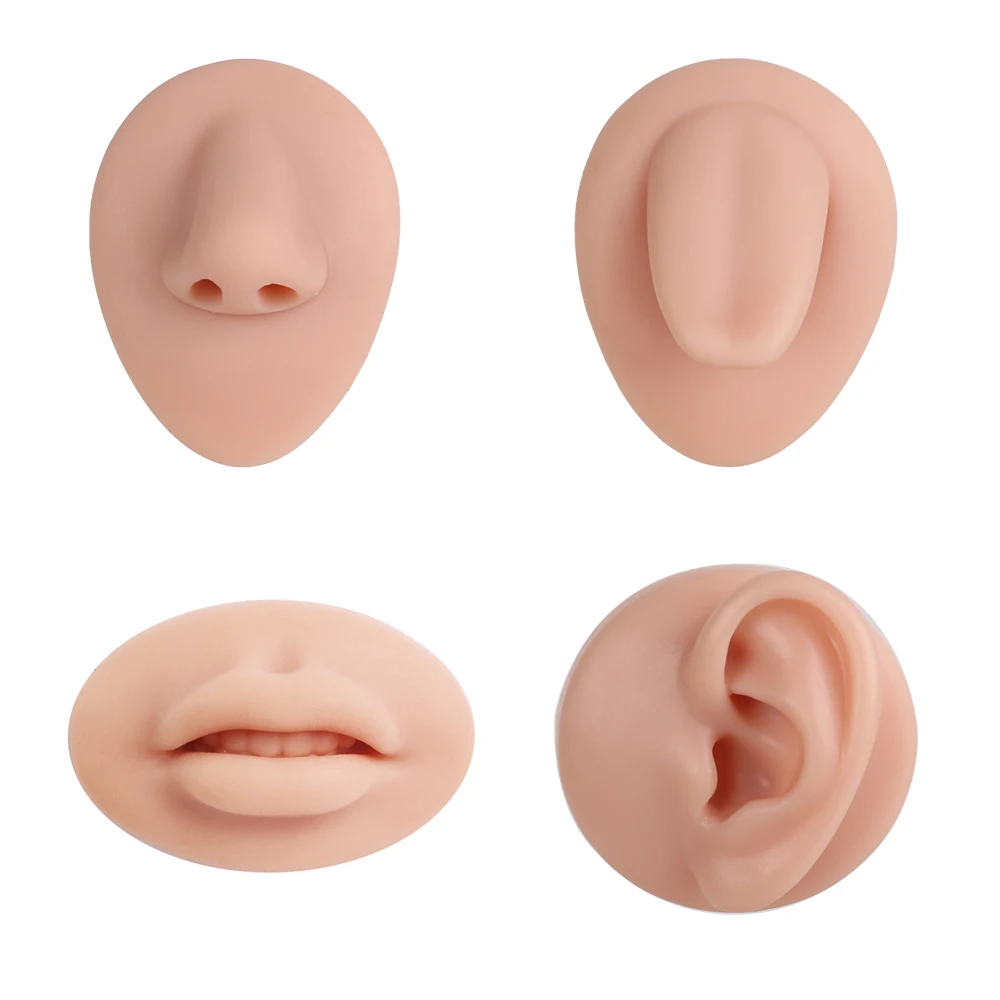 1pcs Silicone Ear Nose Mouth Tongue Tattoo Silicone Model Tattoo Puncture Practice Simulation For Human Body Part Piercing Tools