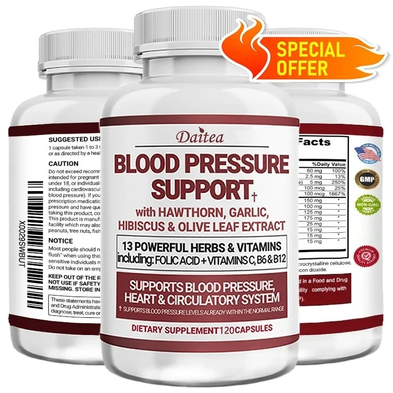 

Daitea Circulatory Health Supplement с экстрактами боярышника, чеснока и оливкового листа - для поддержки сердца - 120 капсул