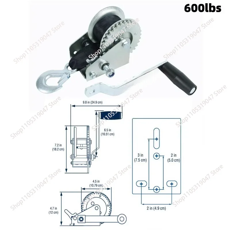 Hand Winch 600lb 1200lb Manual Winch Hoist for Boat Trailer Off-Road Recovery Truck Car Puller Accessories