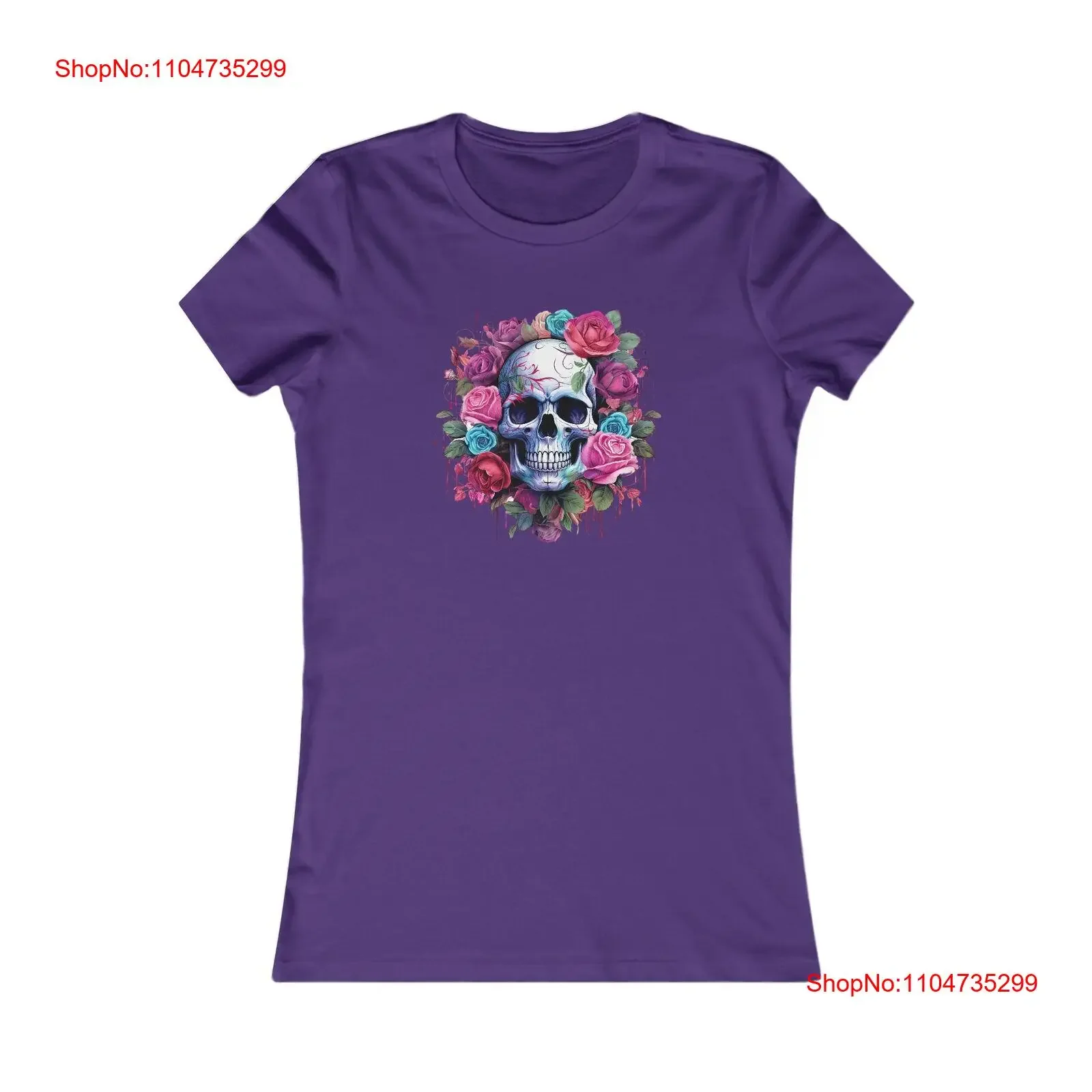 

Floral Skeleton Women's T Shirt Gothic Fun Top vintage Washed streetwear graphic Soft Stretched homme designer clothes