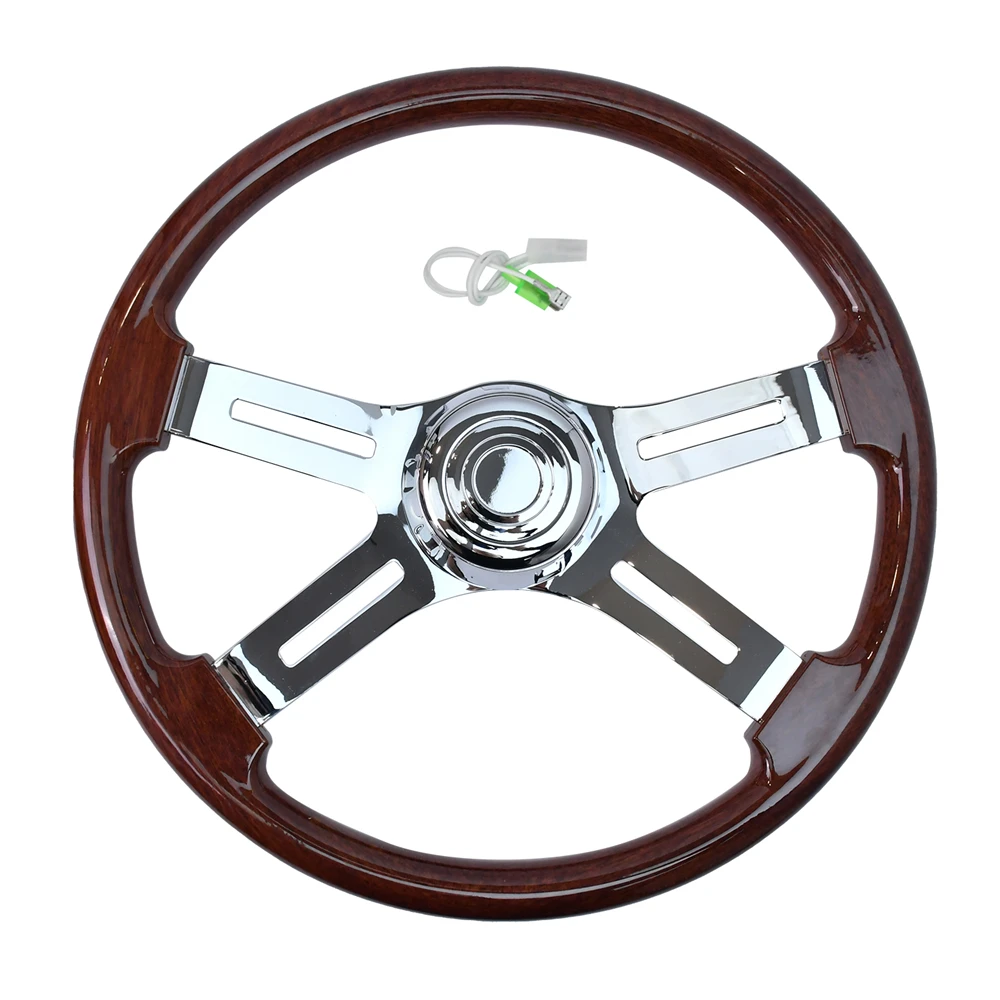 

Vintage Style 4 Spoke Billet Chrome Racing Steering Wheel ABS Sport Steering Wheel with Horn Button