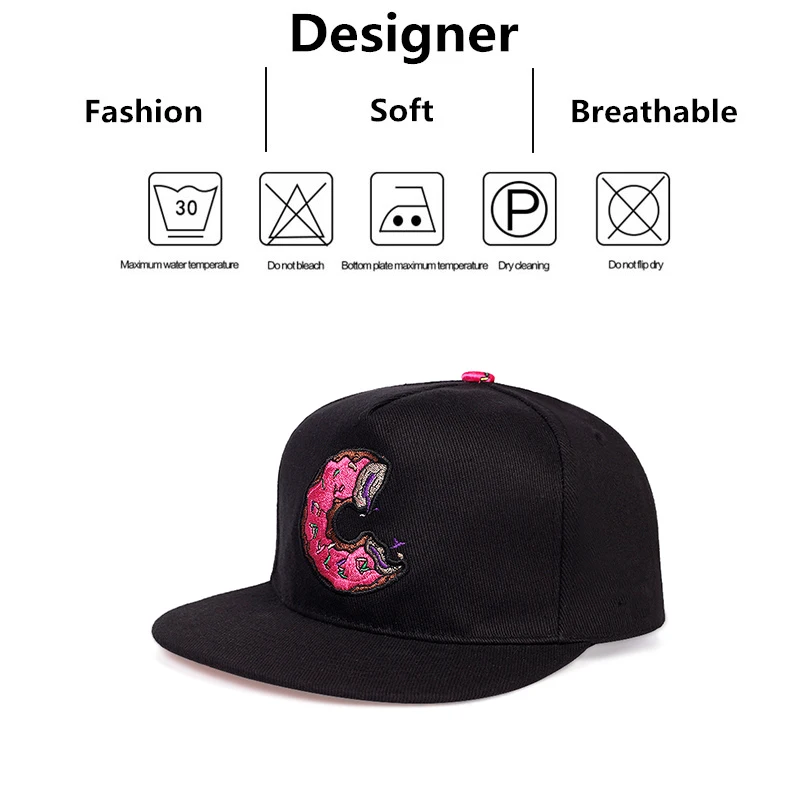 Unisex Doughnut Embroidery Hip-hop Hats Outdoor Adjustable Casual Baseball Caps Sunscreen Hat