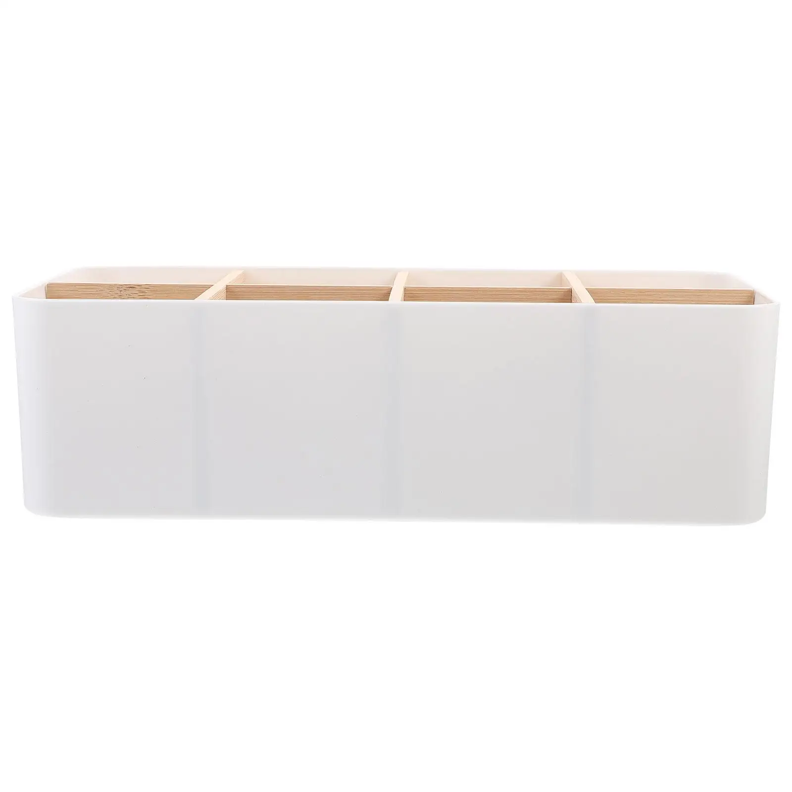 

Detachable Storage Box Bamboo Wood PP Material Desk Organizer 12cm Clean Round Edge Suitable Desktop