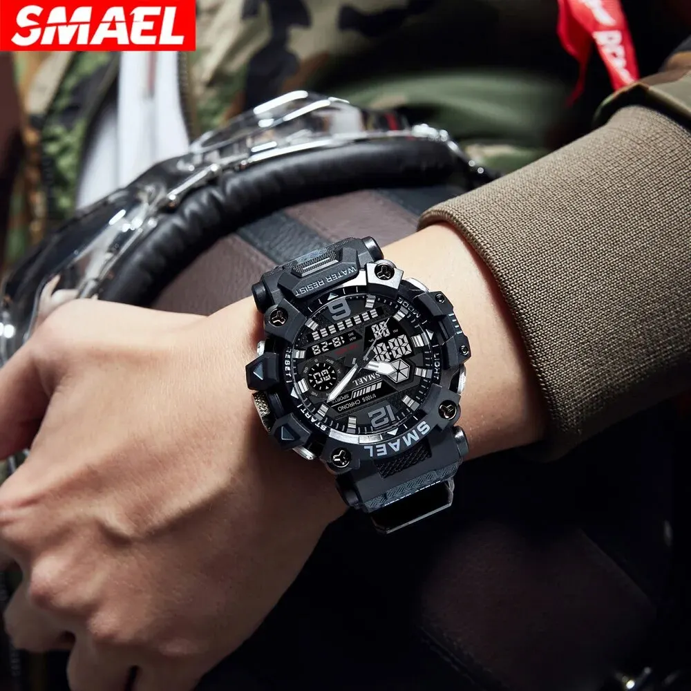 SMAEL New Style 8072MC Digtal Quartz Watch Waterproof Double Display Dial For Men Watch