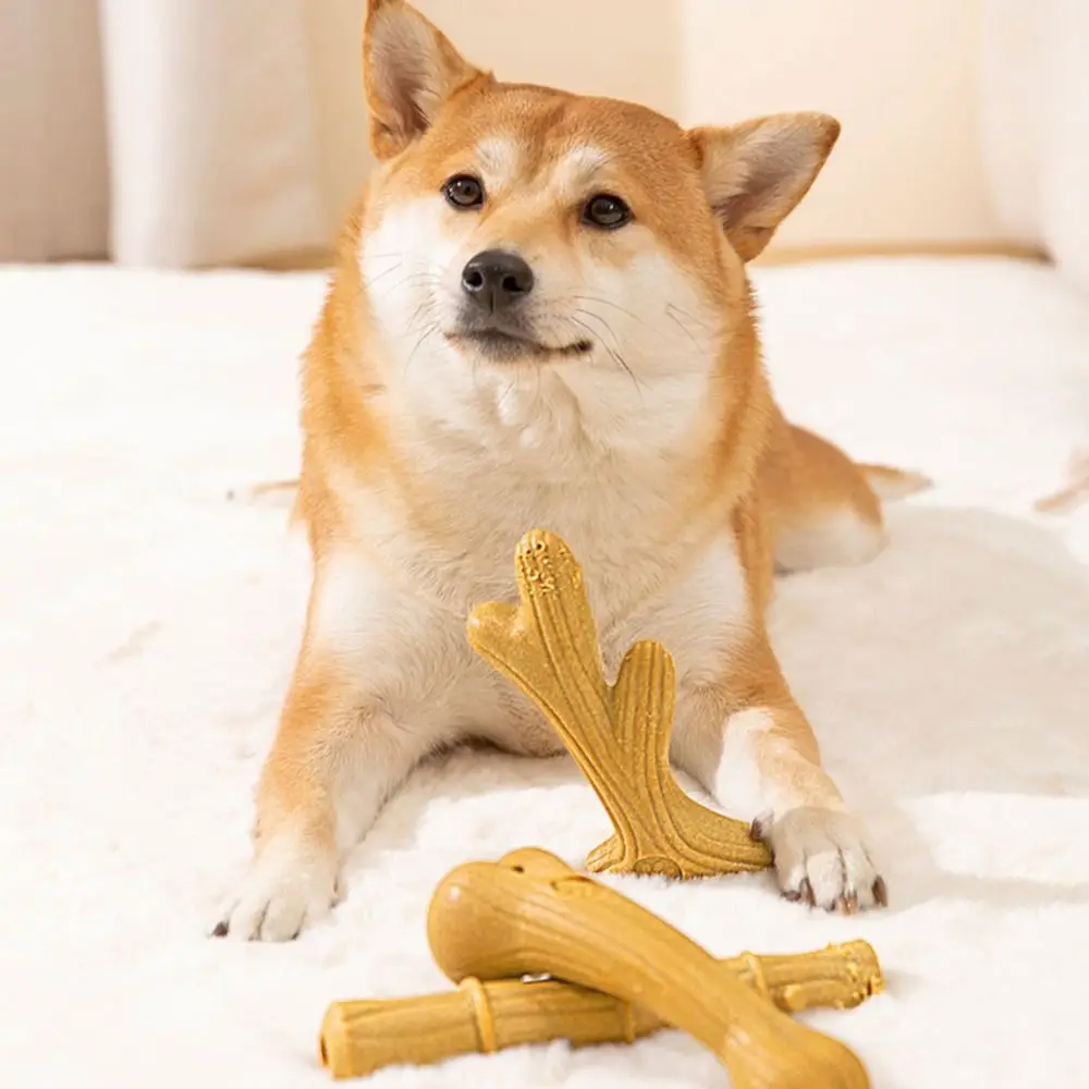 

2Pcs Portable Log Color Dog Chew Stick Bone Shape Wood Puppy Molar Toys Bite Resistant Dog Interactive Toys For Teeth Cleaning
