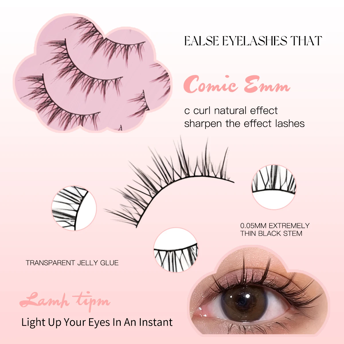 Natural Soft Manga Lashes 5 Pairs Long False Eyelashes Wispy Strip Lashes For Korean Ulzzang Makeup Style