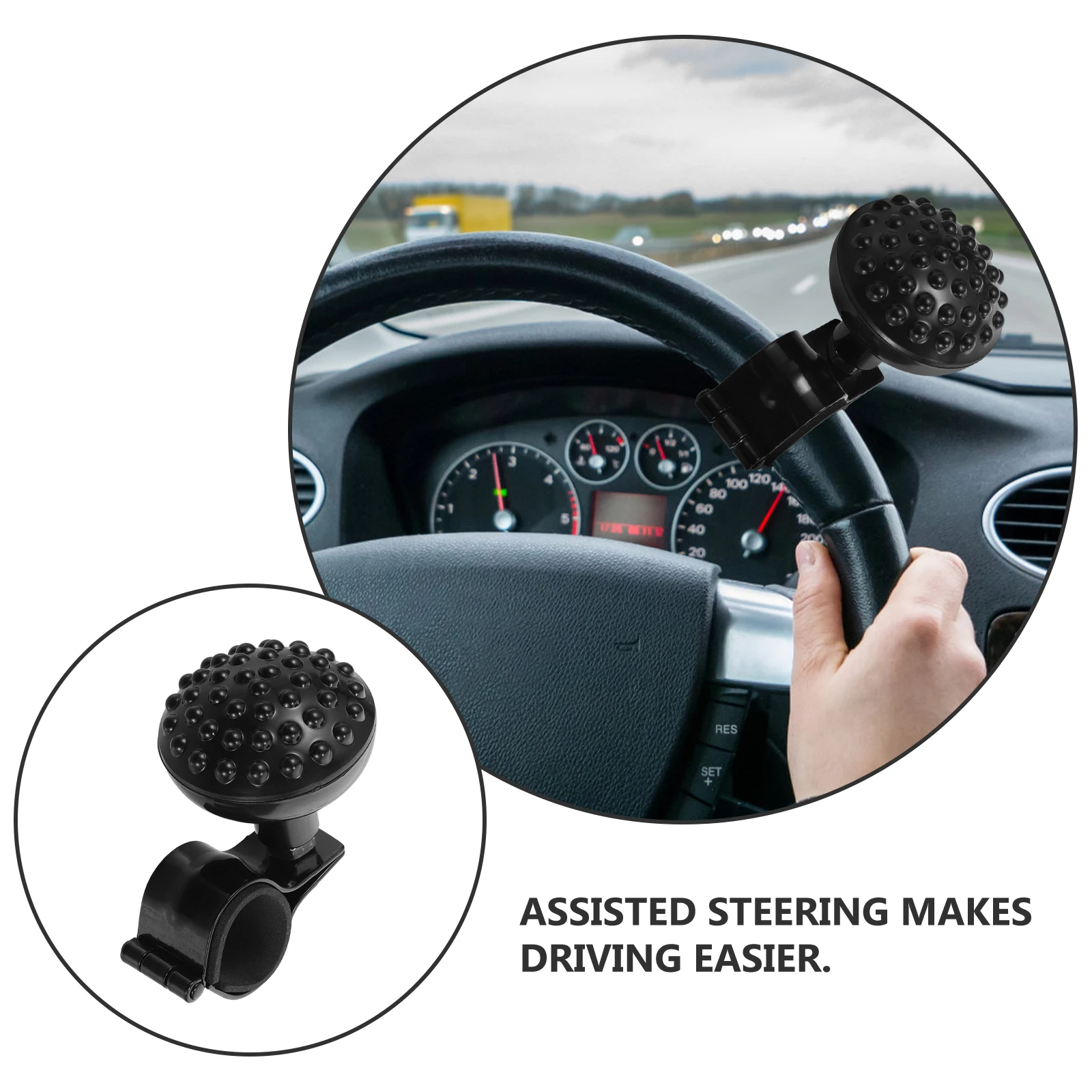 

Steering Assist Ball for Cars Black Massage Style Car Wheel Knob Universal Steering Wheel Maneuvering Knob Car Accessory
