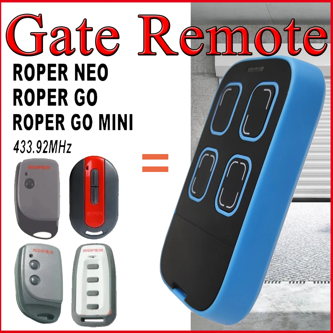 ROPER GO MINI Remote Control Compatible Copy ROPER Gate Garage Door 433mhz Command Duplicator Universal Gate Opener Transmitter