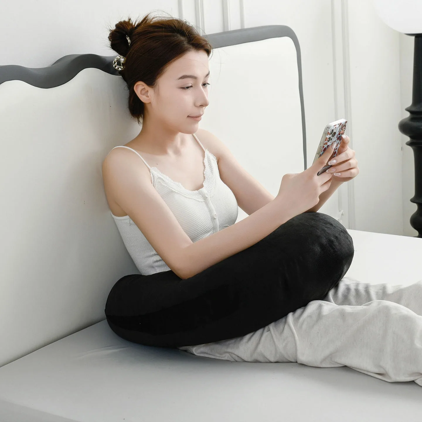 Reading Pillow, Gaming Pillow for Lap, Sitting in Bed or Sofa, Extra Arm Rest for Reading, Playing or Crocheting, Soft Velvet