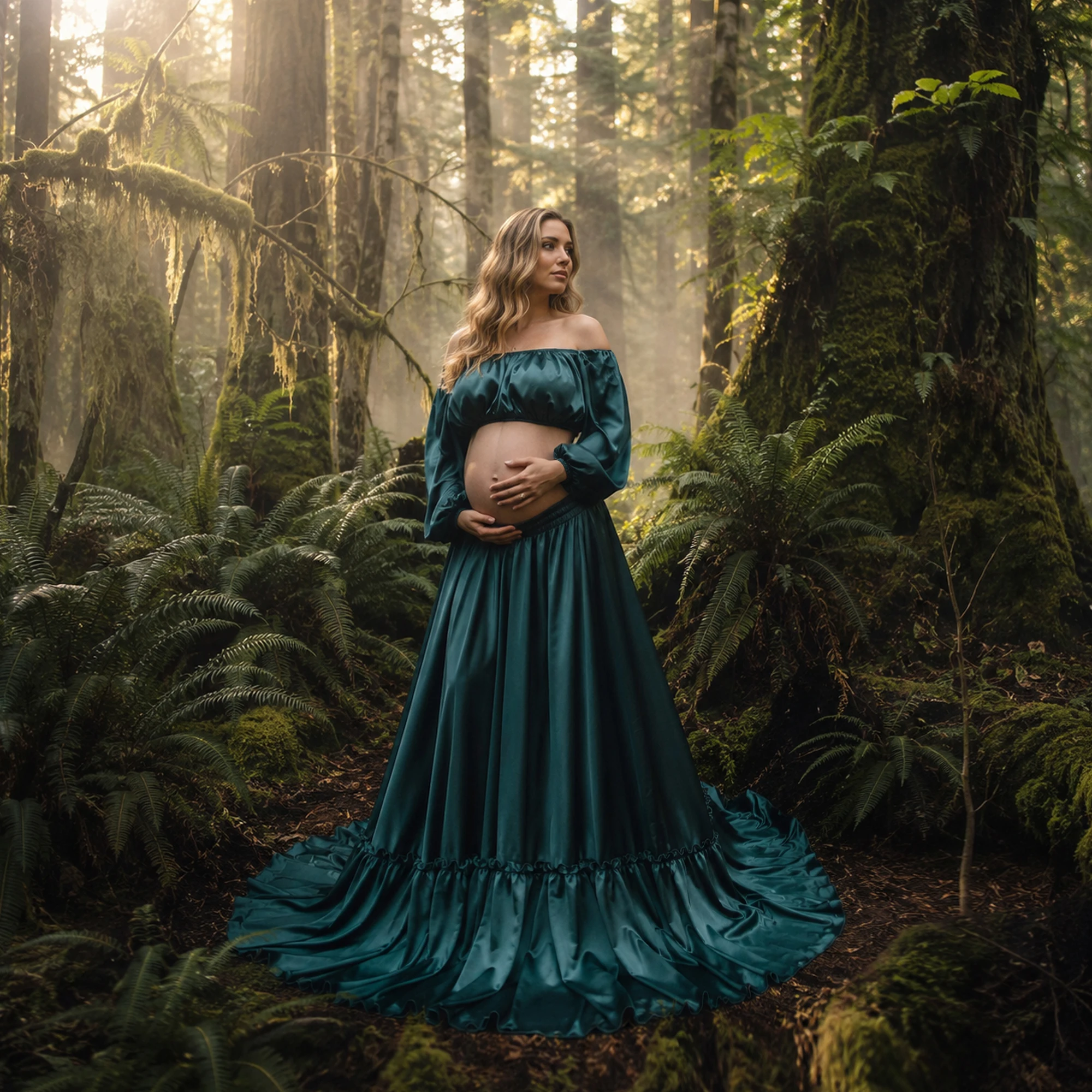 Don&Judy Silky Two Piece Gown Maternity Or Non-maternity Dresses Boob Bube Top Long Skirt Christmas Photoshoot Photography Props