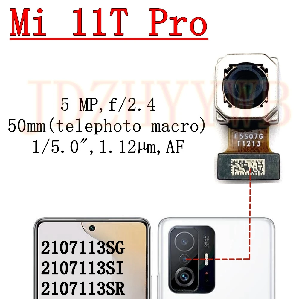 Rear Front Camera For Xiaomi 11T Pro Mi 11T Pro Frontal Selfie Facing Main Wide Back Camera Module Flex Cable Replacement