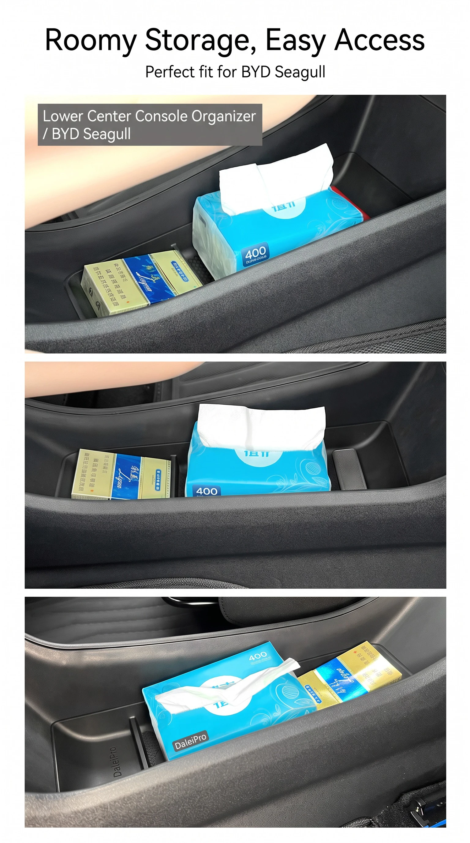 Für BYD Dolphin Surf / Dolphin Mini / Seagull 2023 2024 2025, Aufbewahrungsbox für die hintere Armlehne, TPE-Organizer für die untere Mittelkonsole – Detail 19