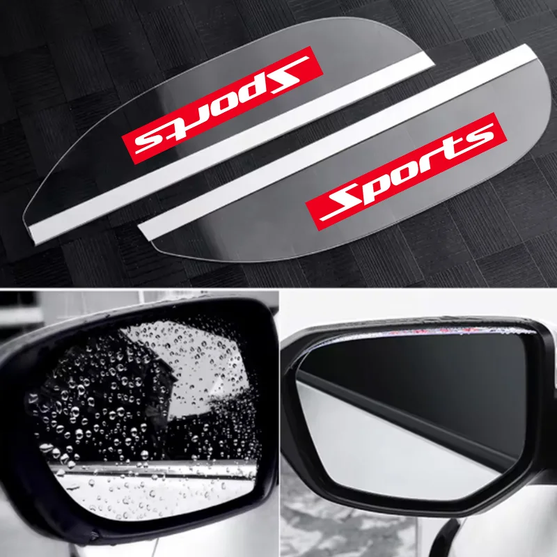 Transparent Car Rearview Mirror Rain Shield, Sporty Red Base Model, Rain and Snow Protection, Sunshade, Rainproof Panel, Transparent Rain Shield for Car Mirrors, Waterproof Shield