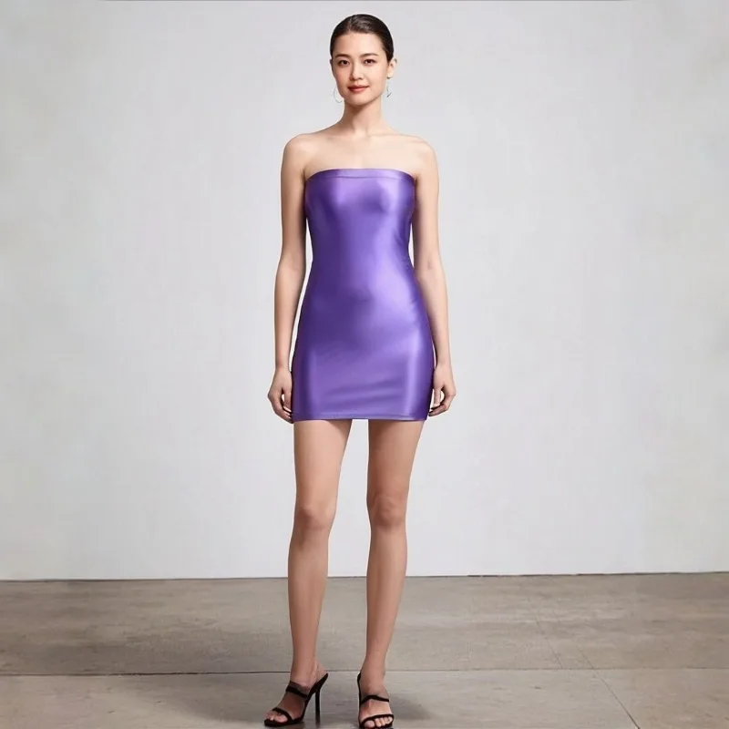 abito-da-yoga-personalizzato-lucido-e-sexy-che-abbraccia-l'anca-gonna-a-un-passo-gonna-corta-senza-spalline-attillata-elastica-e-setosa