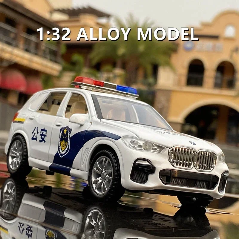 1:32 X5 SUV Legierung Auto Modell Diecast Metall Spielzeug Polizei Fahrzeuge Auto Modell Simulation Sound und Licht Sammlung Spielzeug geschenk