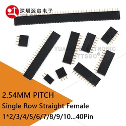 100PCS Single Row Female 2.54MM Spacing Pin Socket Female Header Connector 2P 3P 4P 5P 6P 7P 8P 9P 10P 11P 12P 13P 14P 15P-40Pin
