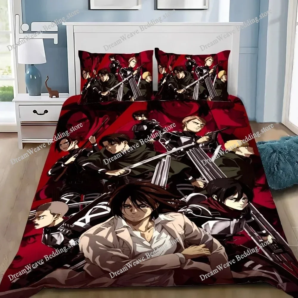Anime Attack on Titan 3D Printed Bedding Set Duvet Cover Pillowcase Freedom Wings Bedclothes for Boys Kids Twin Single Full Size
