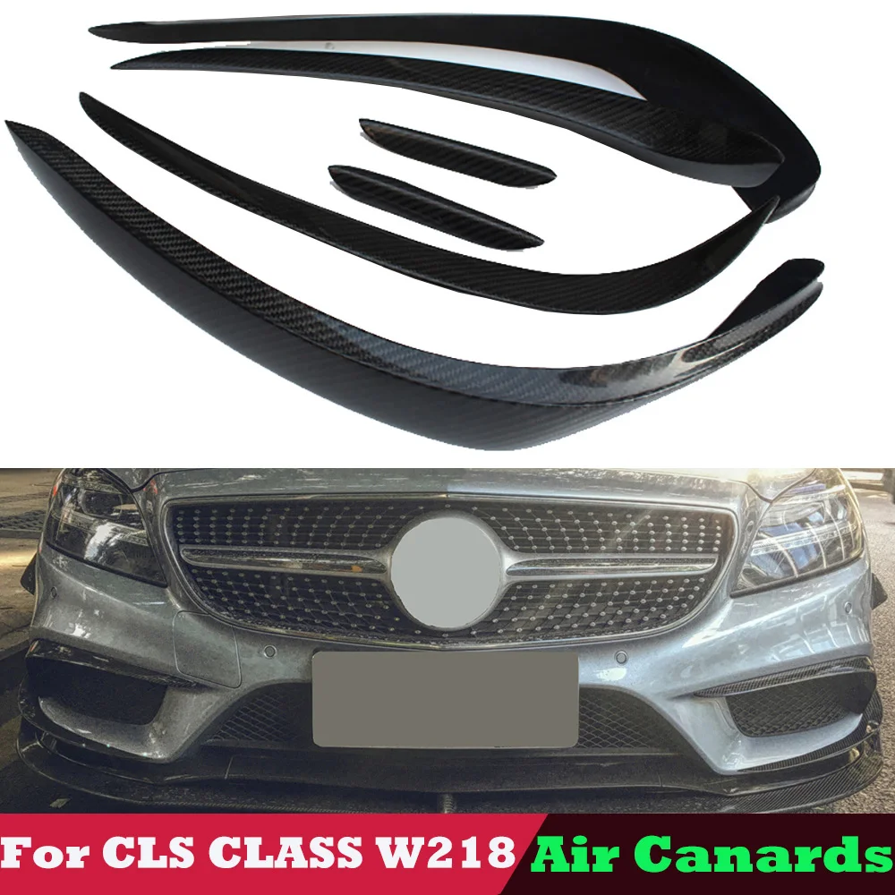 

6 pcs Carbon Fiber Front Splitter Air Canards Front Bumper Lip for Mercedes CLS Class C218 W218 14-18 CLS 350 CLS 400 CLS500