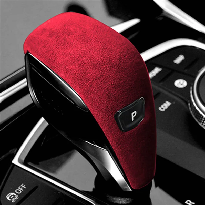 For BMW 3 Series 20-23 Suede Red Tumbled Leather Shifter Cover Protective Cover Case