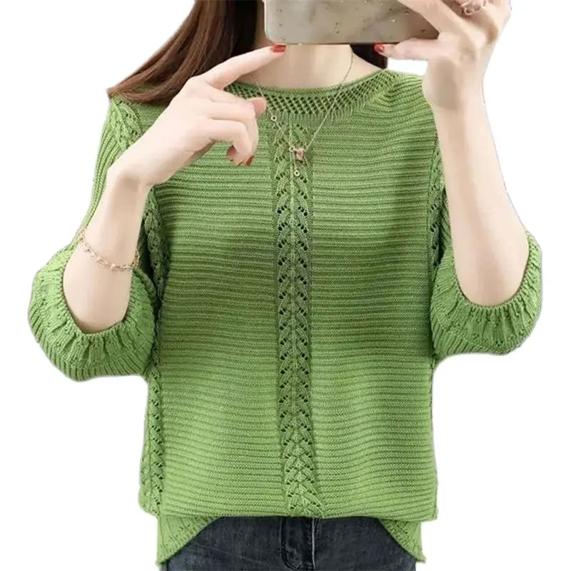 

2023 New Summer Hollow Hut Knitted Bbottom Pullover Sweater Women's Spring Sweater Somen's Clothing Top Women's Loose Korean