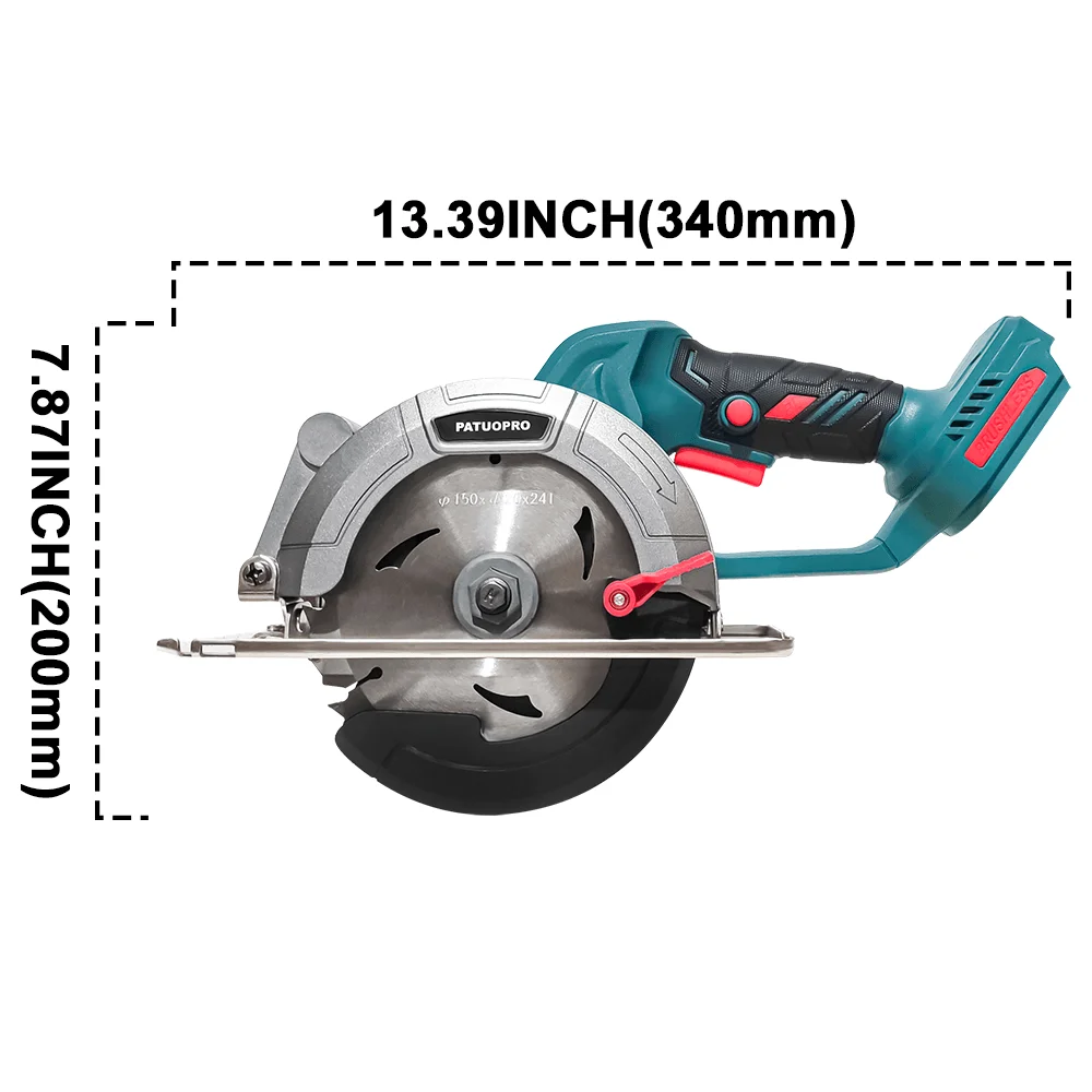 PATUOPRO 6 Inch Brushless Circular Saw Compact Electric Saw Wood Metal Ceramic Tiles Cutter Power Tool For Makita 18V Battery
