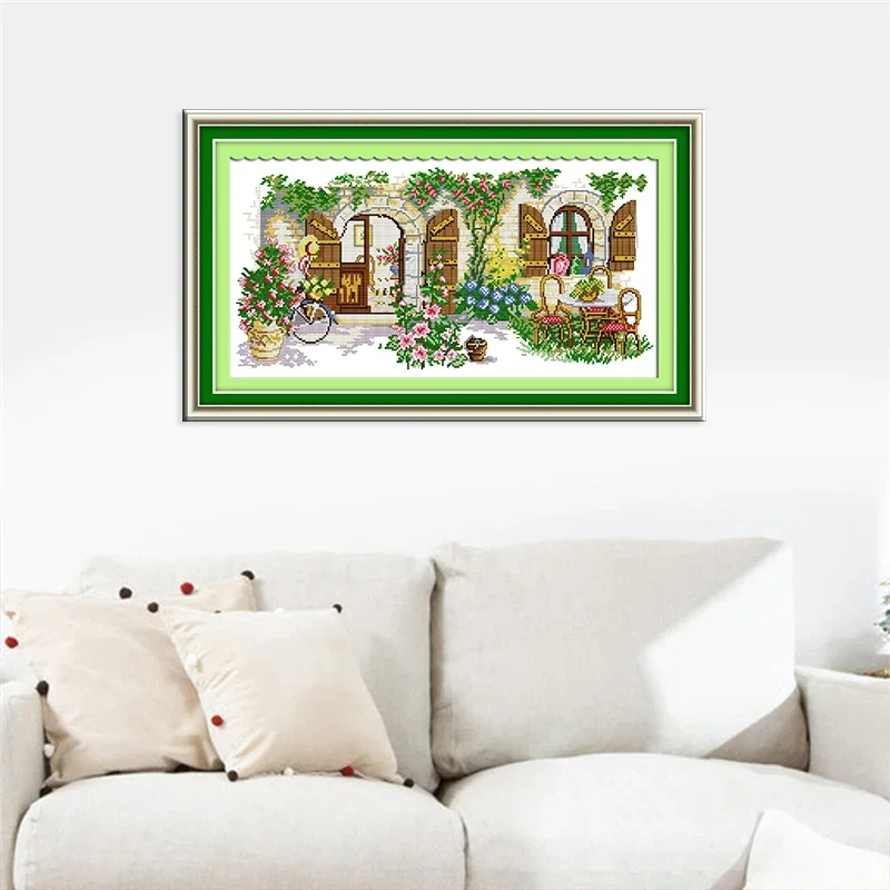 

Joy Sunday Ideal House Cross Stitch Kits Paintings Counted Printed On Canvas 16CT 14CT DMC Thread DIY Needlework Embroider Sets
