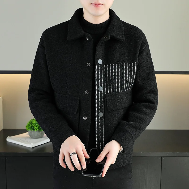 

Men's TOP Stripe Jacquard Collar My Casual Outerwear