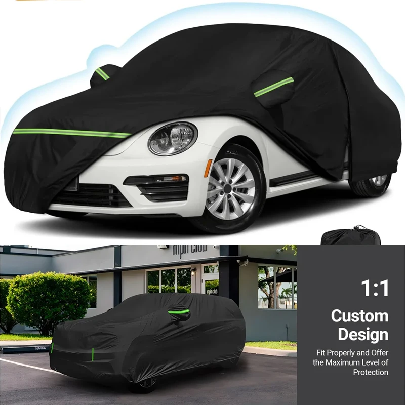 

Outdoor Waterproof Full Car Covers All Weather Heavy Duty Protection with Driver Side Zipper For 1998-2022 Volkswagen New Beetle