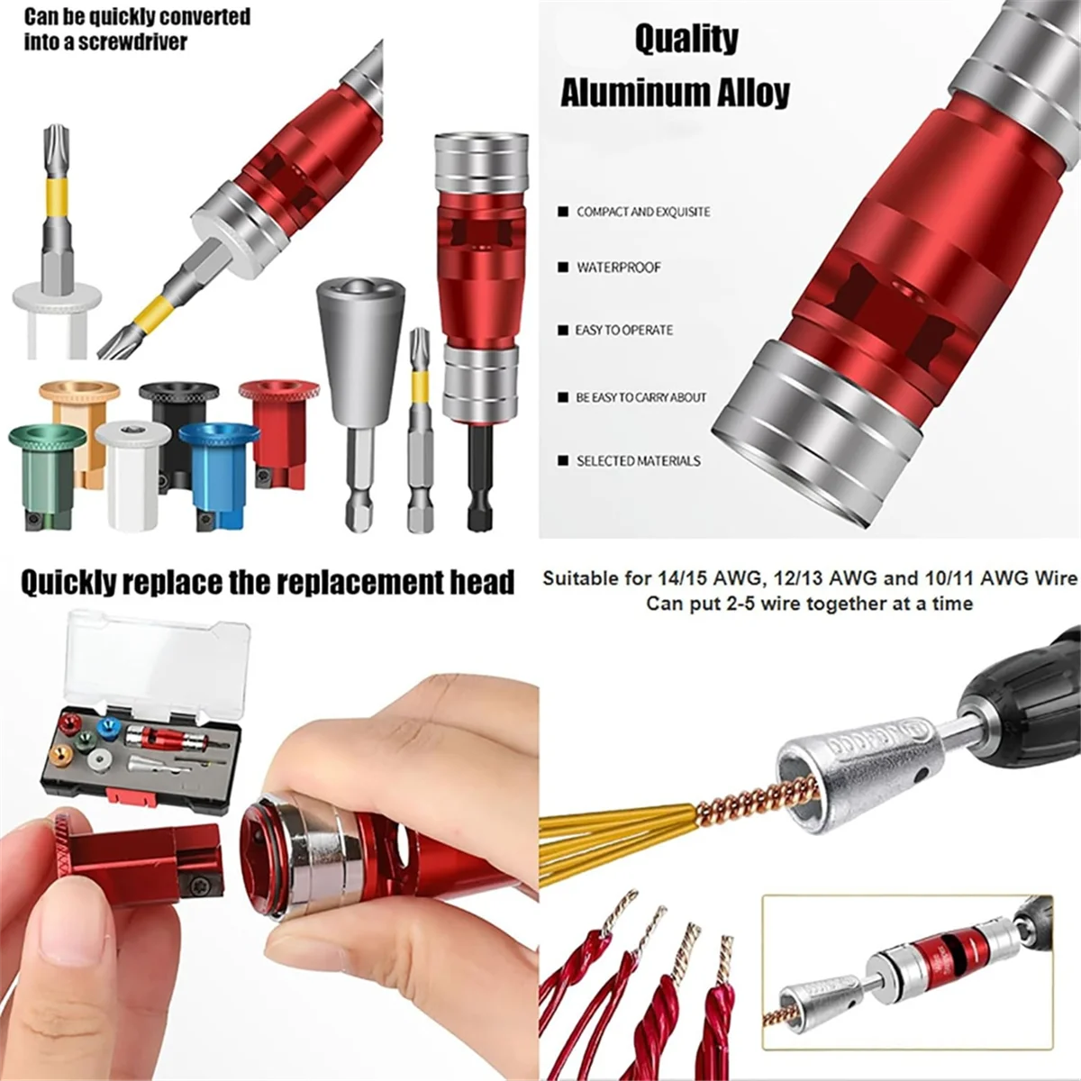 Wire Stripper สําหรับเจาะ, ปอกสายไฟและบิดชุดเครื่องมือสําหรับเจาะ เจาะ Wire Stripper สําหรับ 8/10/12/14/16 AWG