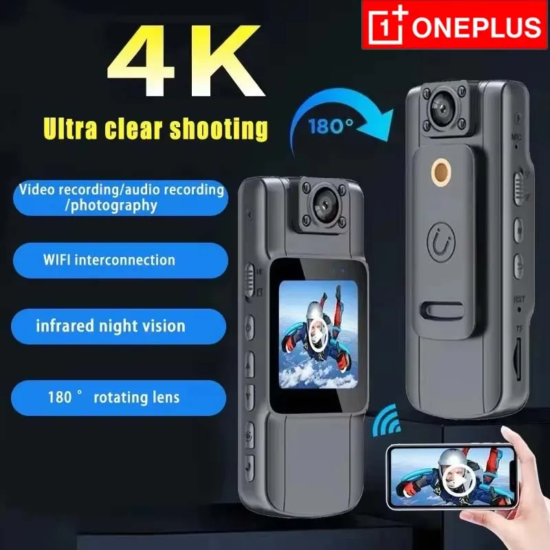 Oneplus Sports Camera 4K HD WiFi Portable Digital Video Recorder Color Screen Wearable Camera Night Vision Small Bike Camcorder