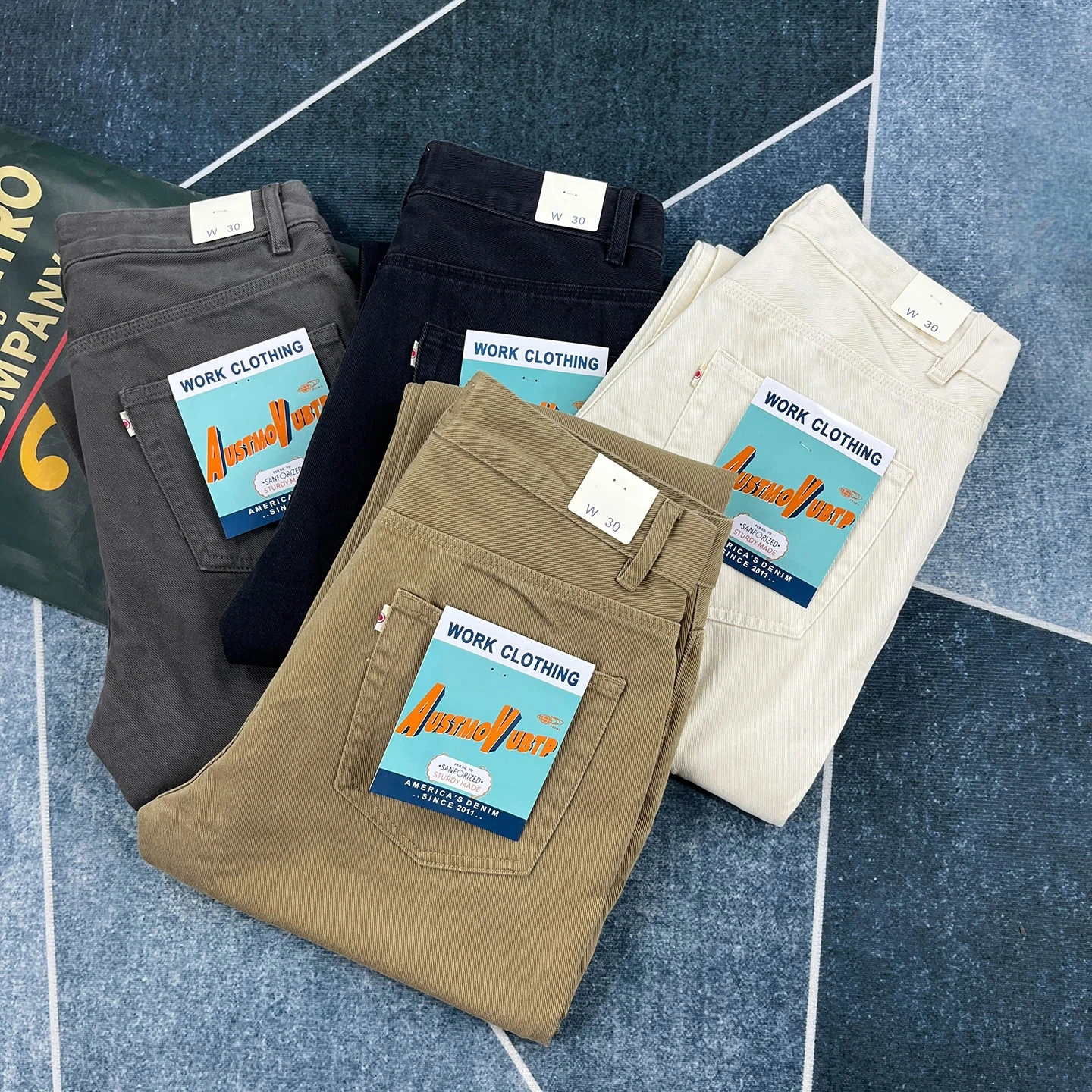 

Heavyweight pure cotton casual pants for men, loose straight American twill autumn and winter thickened trousers