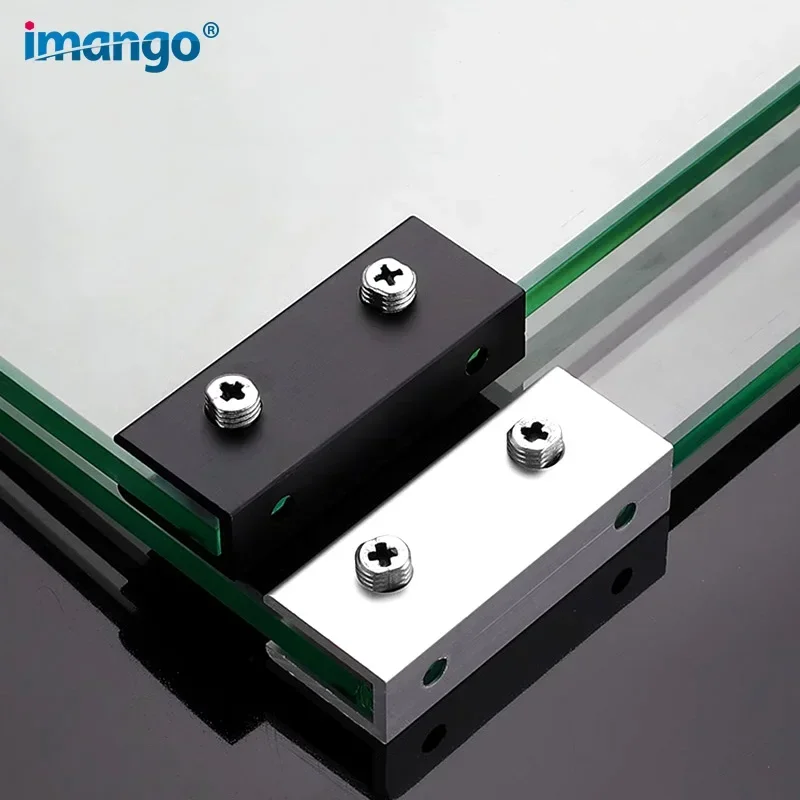 2 قطعة باب الدش حامل قصاصة قوس دعم الزجاج شرفة درابزين مربع الزجاج المشابك للزجاج بدون إطار