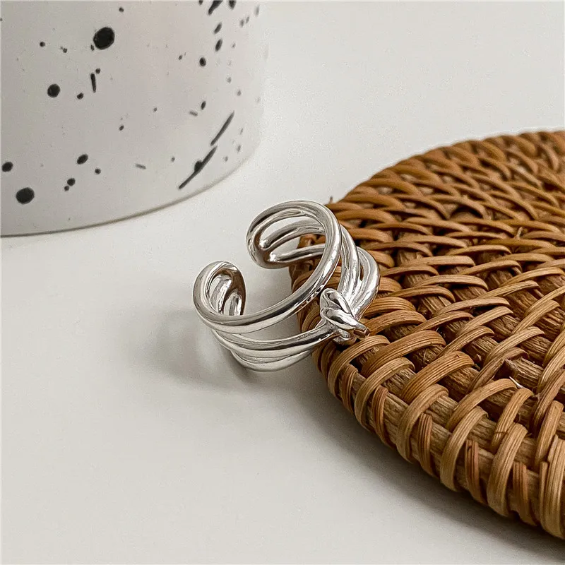 

S925 Sterling Silver Multi-Layer Knot Ring Heavy Industry Net Red Fashionable Blogger Ring for Wedding Engagement or Gift