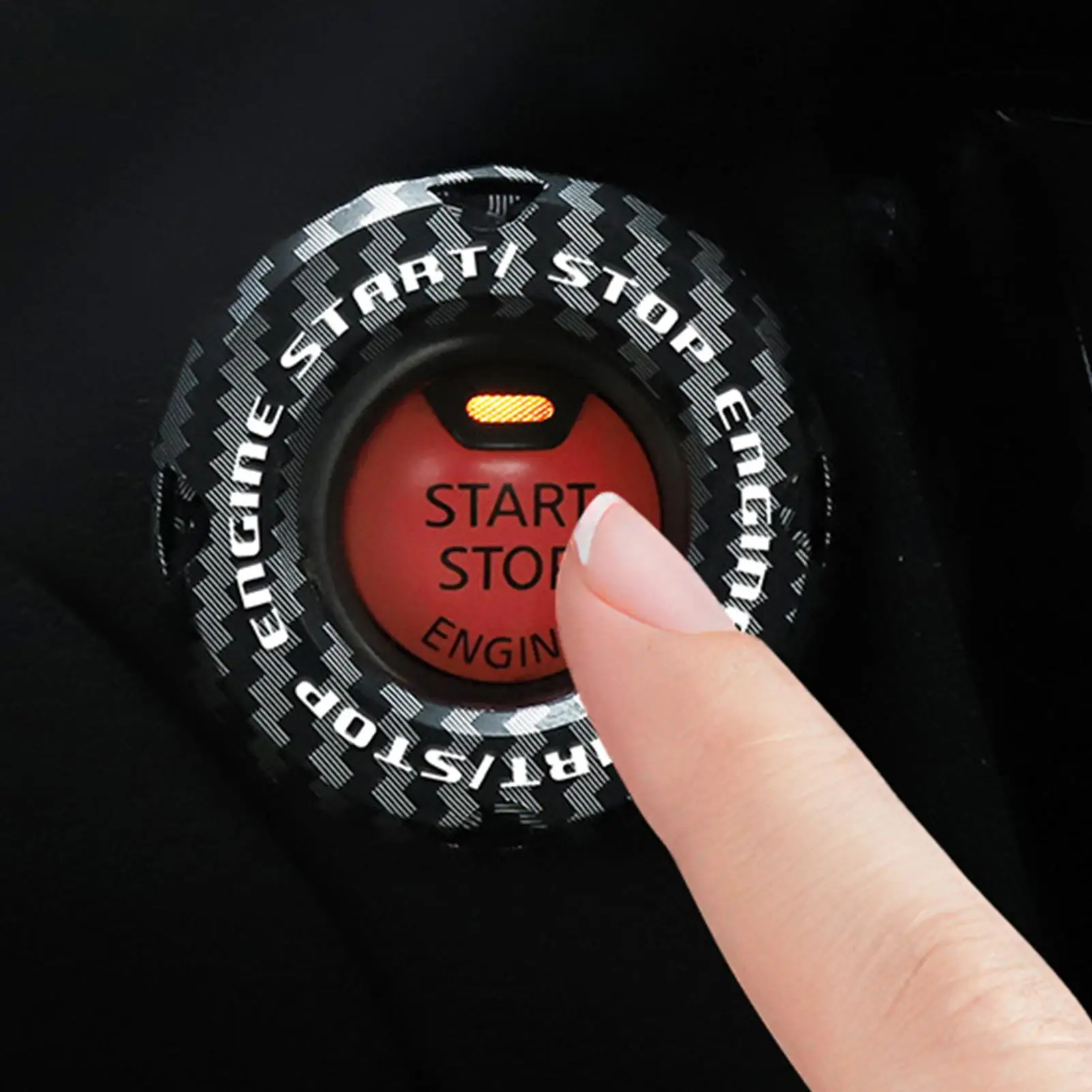Start Stop Button Cover Carbon Fiber Decal Anti Scratch Start Button Cover For Drivers Enthusiasts Auto Detailers Daily Driving